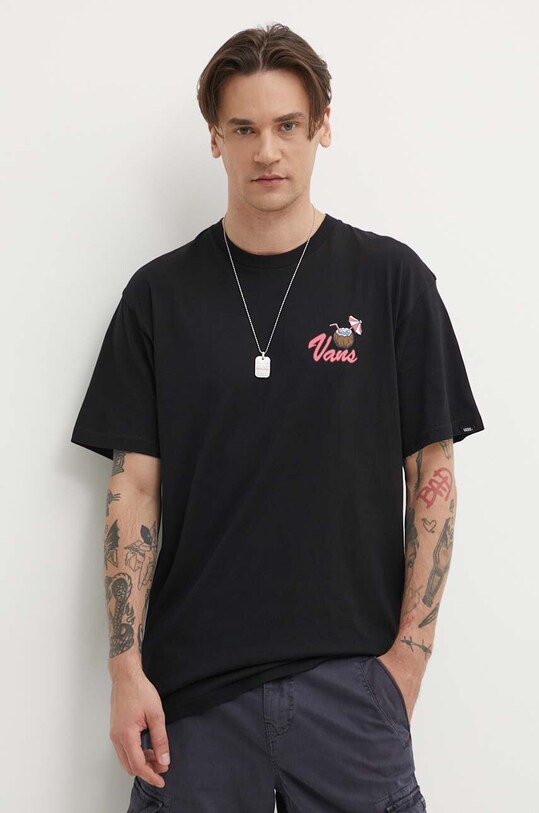 Vans tricou din bumbac negru VN000G5JBLK1
