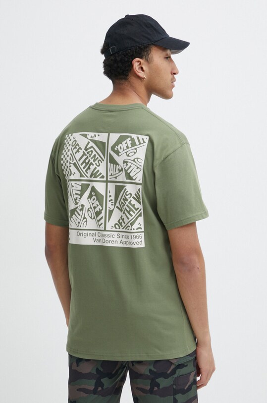 Vans tricou din bumbac verde VN000G5NAMB1