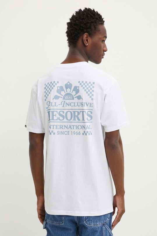 Vans tricou din bumbac print alb VN000G67WHT1