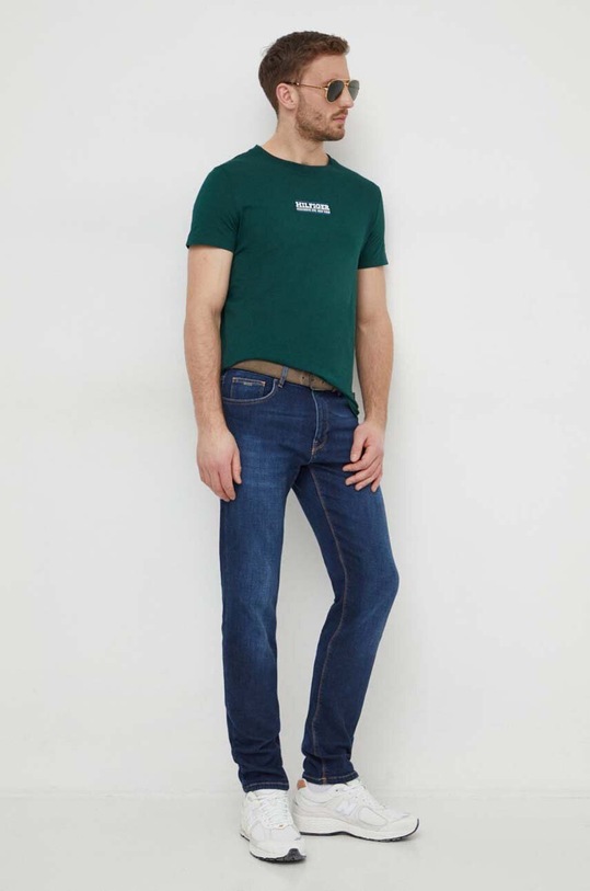 Tommy Hilfiger t-shirt bawełniany MW0MW34387 zielony SS24