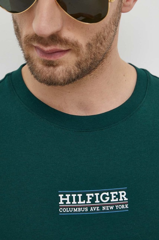 Tommy Hilfiger t-shirt bawełniany zielony MW0MW34387