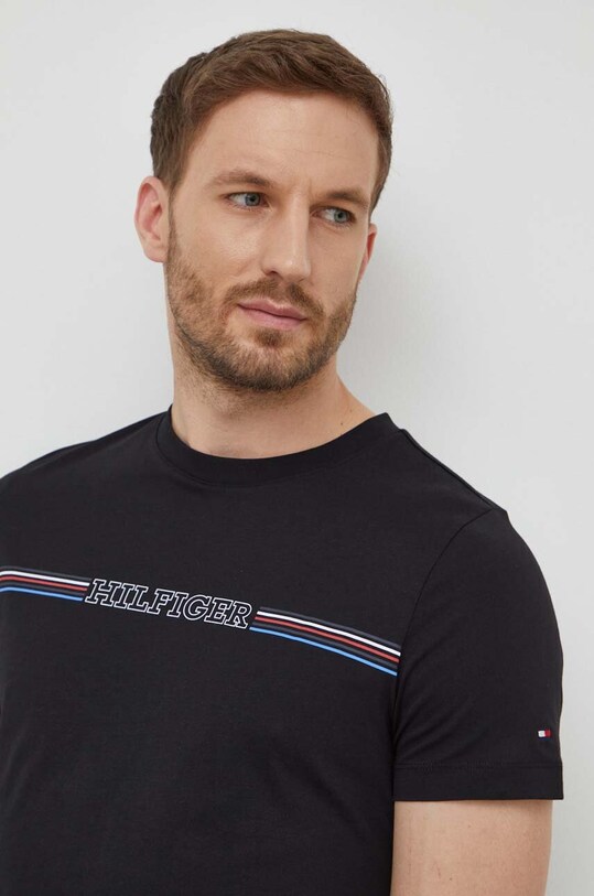 Bavlnené tričko Tommy Hilfiger čierna MW0MW34428