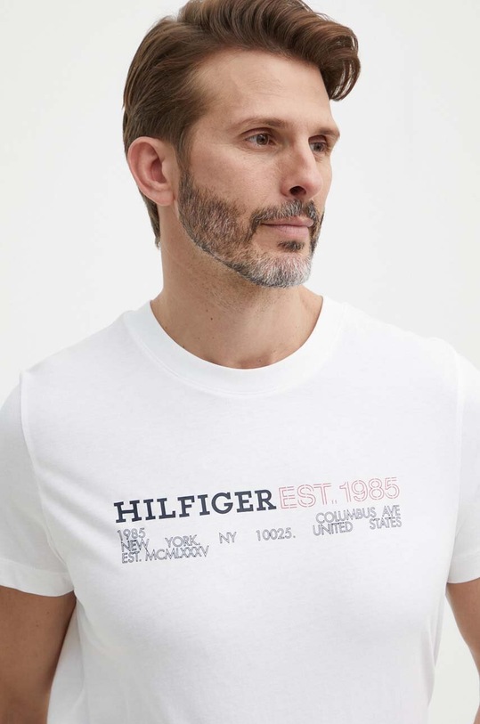 Bavlnené tričko Tommy Hilfiger slim béžová MW0MW34435