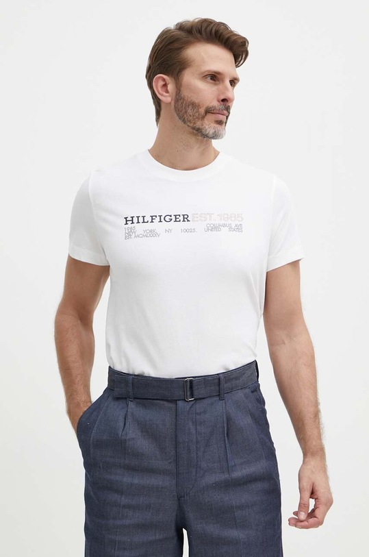 Bavlnené tričko Tommy Hilfiger béžová MW0MW34435