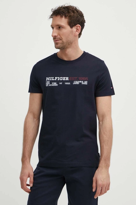 Tommy Hilfiger t-shirt bawełniany nadruk granatowy MW0MW34435