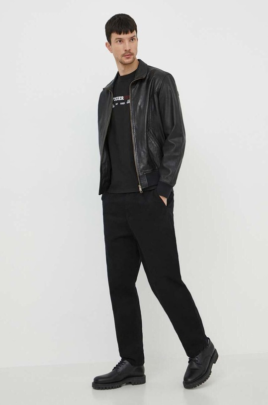 Tommy Hilfiger pamut póló MW0MW34435 fekete SS24