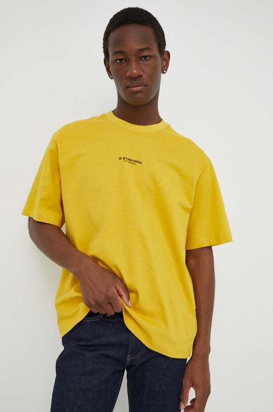 G-Star tricou din bumbac imprimeu galben D24780.C336