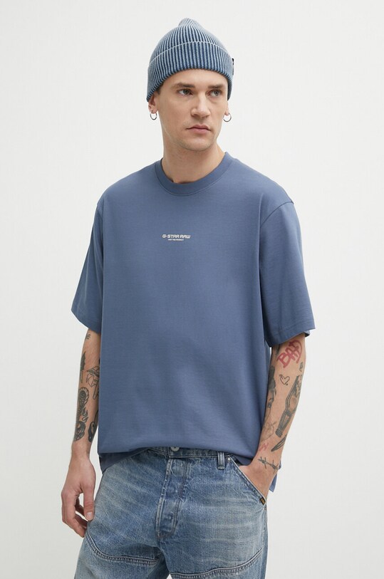G-Star tricou din bumbac imprimeu albastru D24780.C336