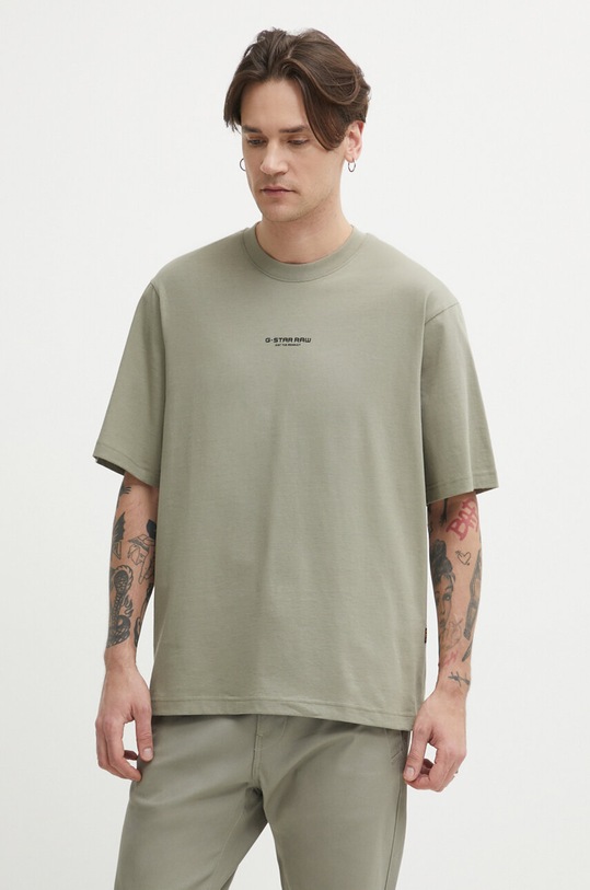 G-Star t-shirt bawełniany aplikacja zielony D24780.C336