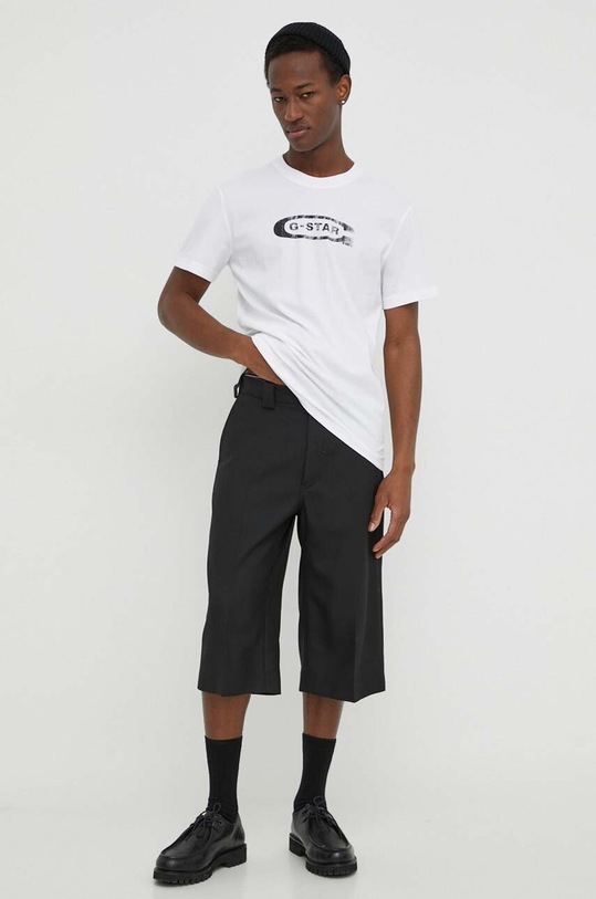 Bavlněné tričko G-Star potisk bílá D24365.336