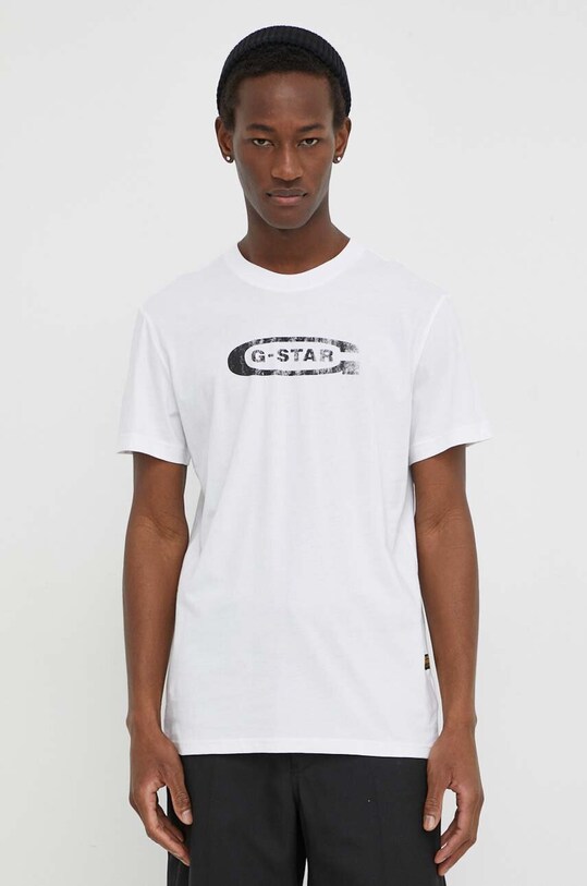 G-Star tricou din bumbac D24365.336 alb SS24