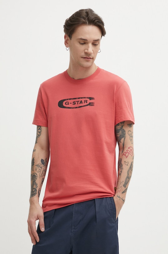 G-Star t-shirt bawełniany nadruk różowy D24365.336