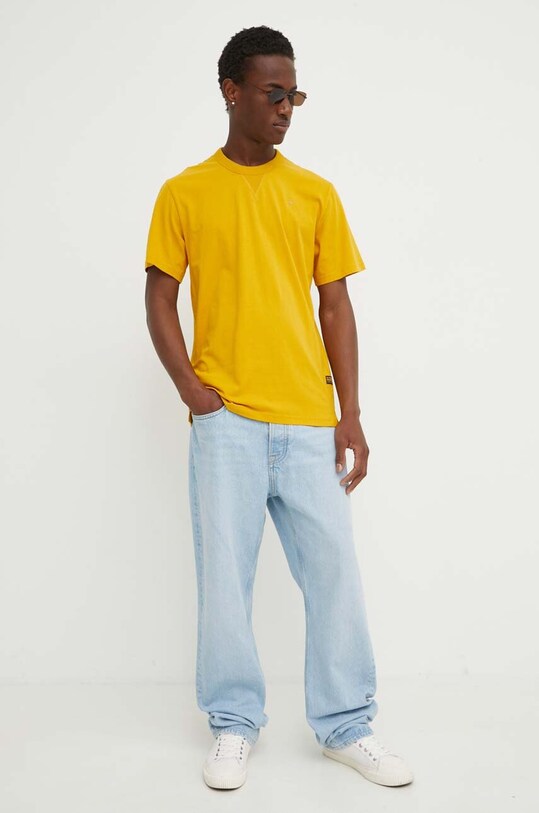 G-Star tricou din bumbac D24449.336 galben AW25