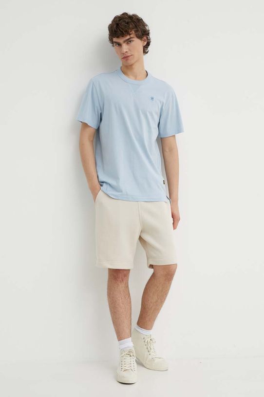 G-Star Raw t-shirt bawełniany D24449.336 niebieski SS25