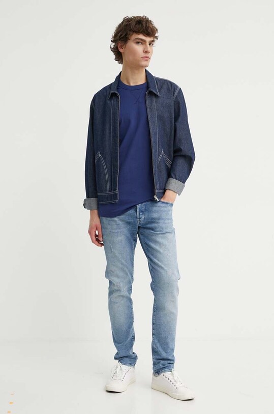 G-Star Raw tricou din bumbac D24449.336 bleumarin SS25