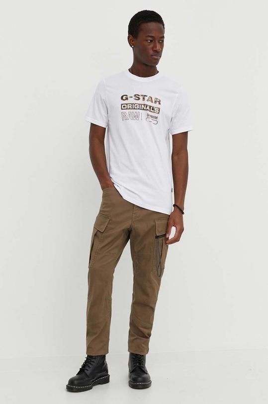 Bavlnené tričko G-Star D24420.336 biela SS24
