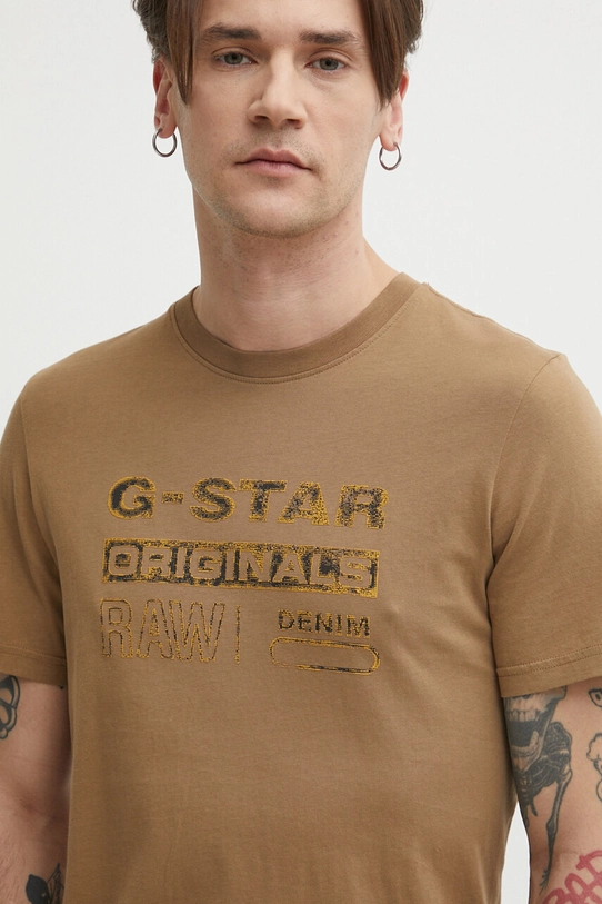 G-Star Raw t-shirt bawełniany brązowy D24420.336