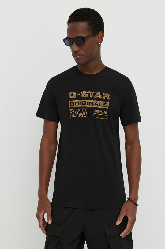 G-Star t-shirt bawełniany nadruk czarny D24420.336