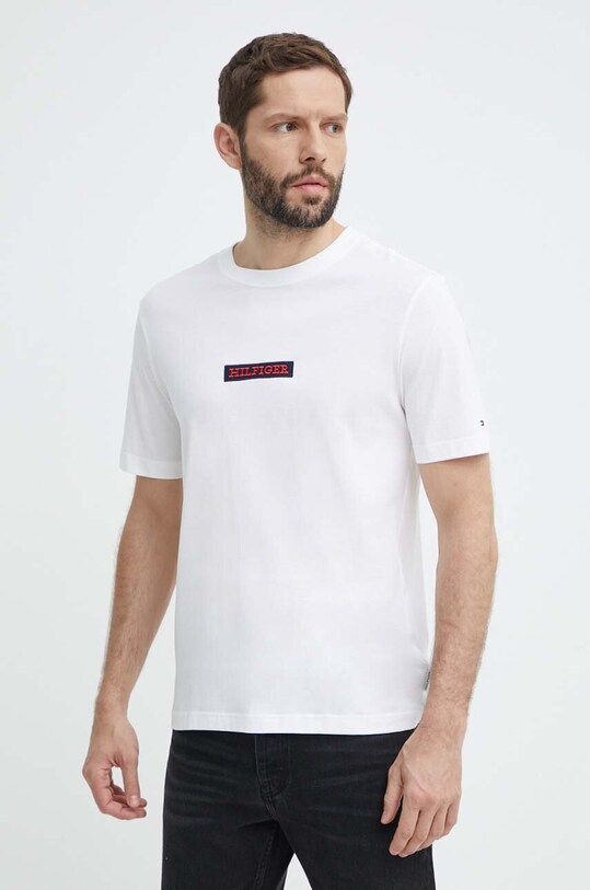 Tommy Hilfiger tricou din bumbac imprimeu alb MW0MW34373