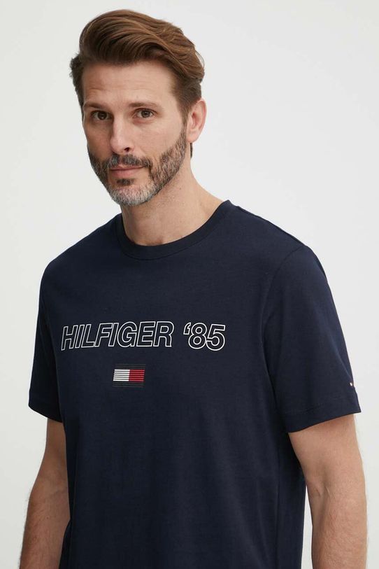 Tommy Hilfiger t-shirt bawełniany nadruk granatowy MW0MW34427