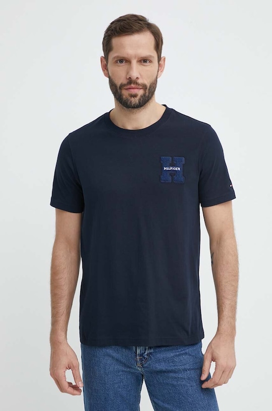 Tommy Hilfiger t-shirt bawełniany MW0MW34436 granatowy SS24