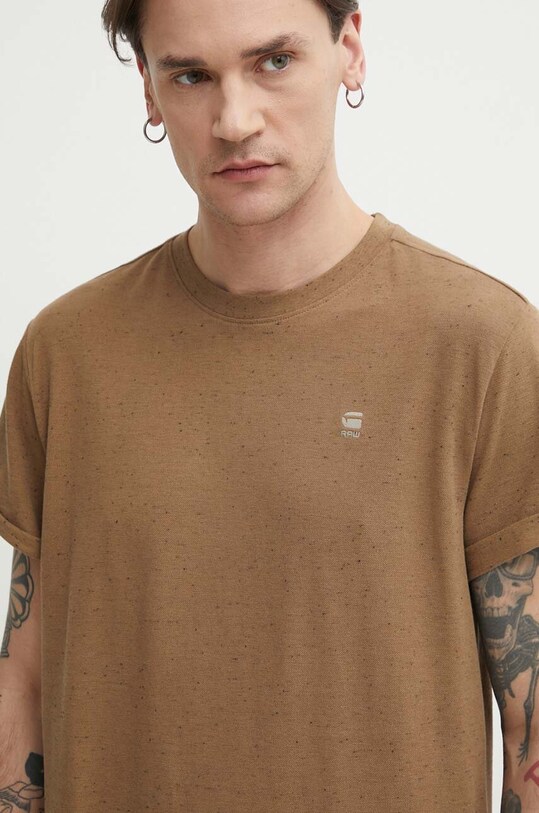 G-Star tricou din bumbac uni maro D16396.D565