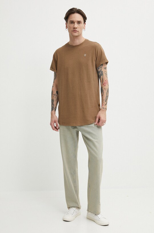 G-Star tricou din bumbac D16396.D565 maro SS24