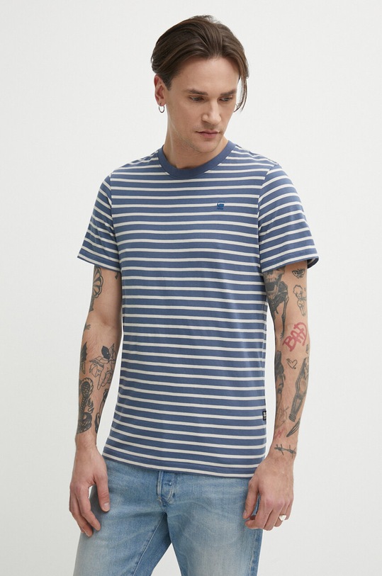 G-Star t-shirt bawełniany wzorzyste granatowy D24445.C339