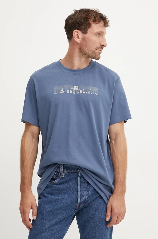 G-Star tricou din bumbac print albastru D24425.C336