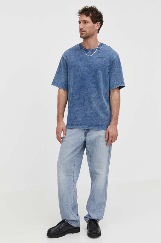 Βαμβακερό μπλουζάκι G-Star D24436.D588 μπλε SS24