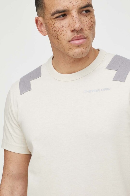 G-Star tricou din bumbac uni bej D24433.C336