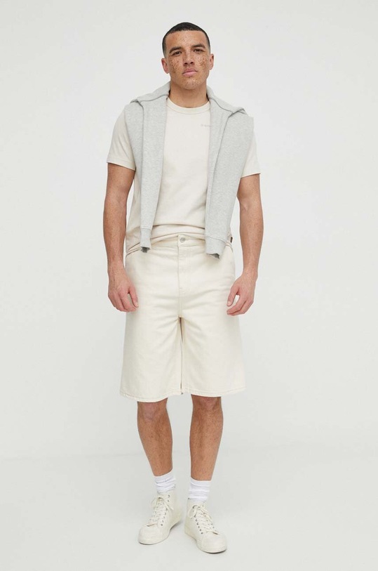 G-Star t-shirt bawełniany D24433.C336 beżowy SS24