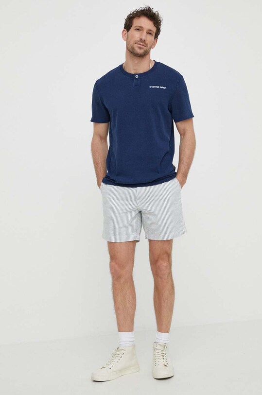 G-Star tricou din bumbac D24435.D588 bleumarin SS24