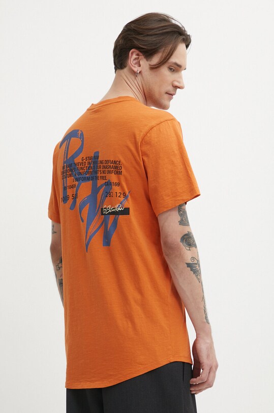 Odzież G-Star t-shirt bawełniany D24431.C372 pomarańczowy