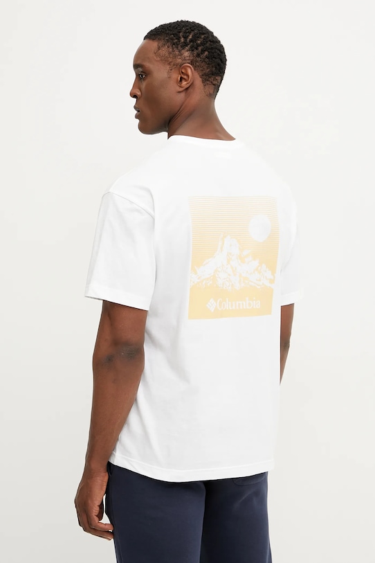 Columbia tricou din bumbac Black Butte print alb 2071701