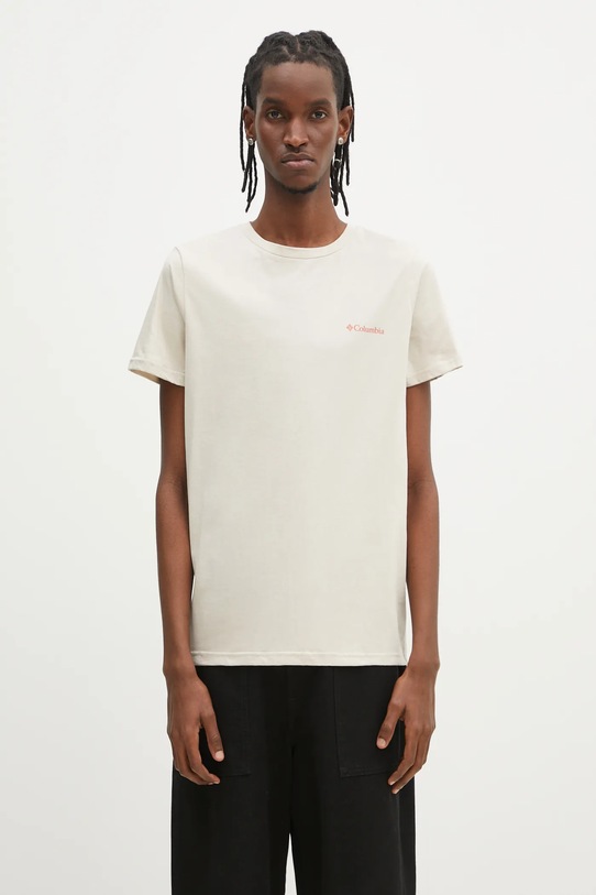 Columbia t-shirt bawełniany Rapid Ridge nadruk beżowy 1934824.