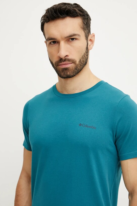 Columbia t-shirt bawełniany Rapid Ridge turkusowy 1934824.