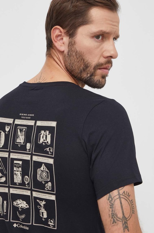 Columbia t-shirt bawełniany Rapid Ridge nadruk czarny 1934824.