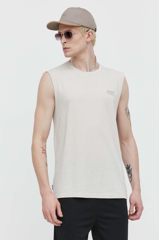 Bavlněné tričko Superdry nášivka béžová M6010820A.1LC