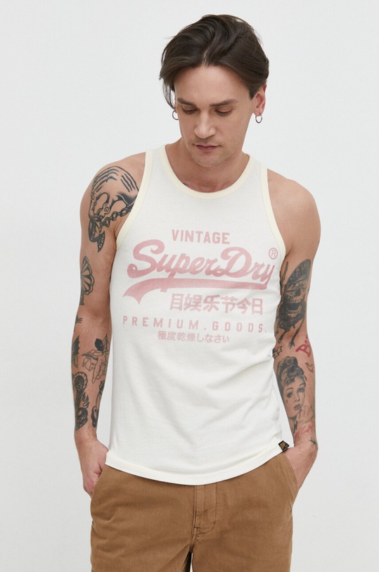 Superdry t-shirt bawełniany beżowy M6010814A.22C