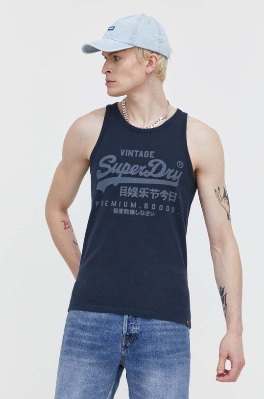 Bavlněný top Superdry námořnická modř M6010814A.98T