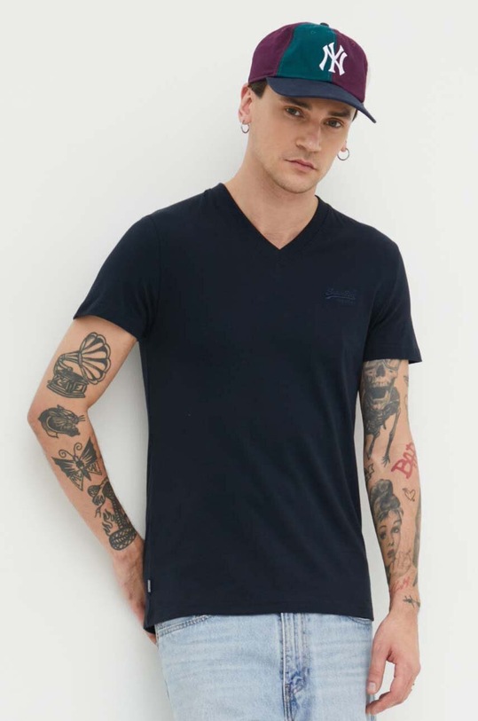 Bavlnené tričko Superdry slim tmavomodrá M1011170E.98T