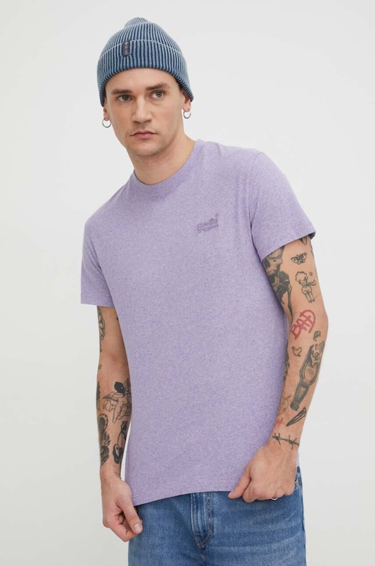 Superdry tricou din bumbac melanj violet M1011245A.1AG
