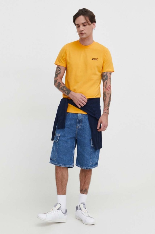 Superdry t-shirt bawełniany M1011245A.RUA żółty SS24
