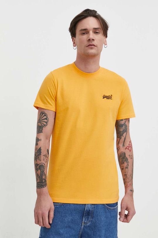 Superdry t-shirt bawełniany żółty M1011245A.RUA