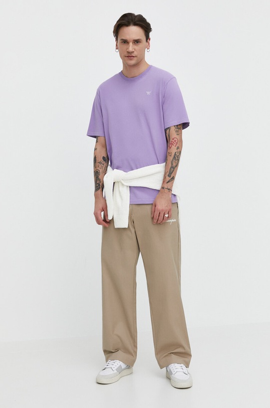 Βαμβακερό μπλουζάκι Superdry M1011572A.2LT μωβ SS24