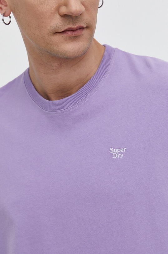 Βαμβακερό μπλουζάκι Superdry M1011572A.2LT μωβ