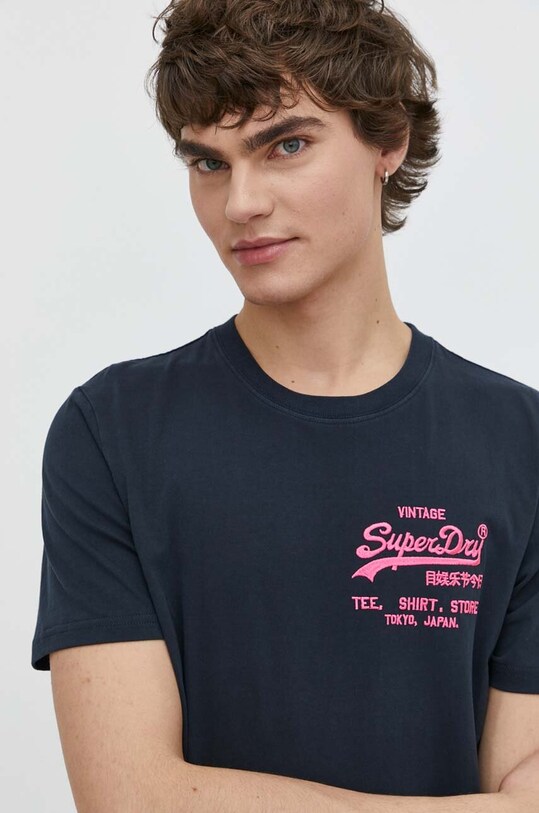 Хлопковая футболка Superdry regular тёмно-синий M1011922A.98T