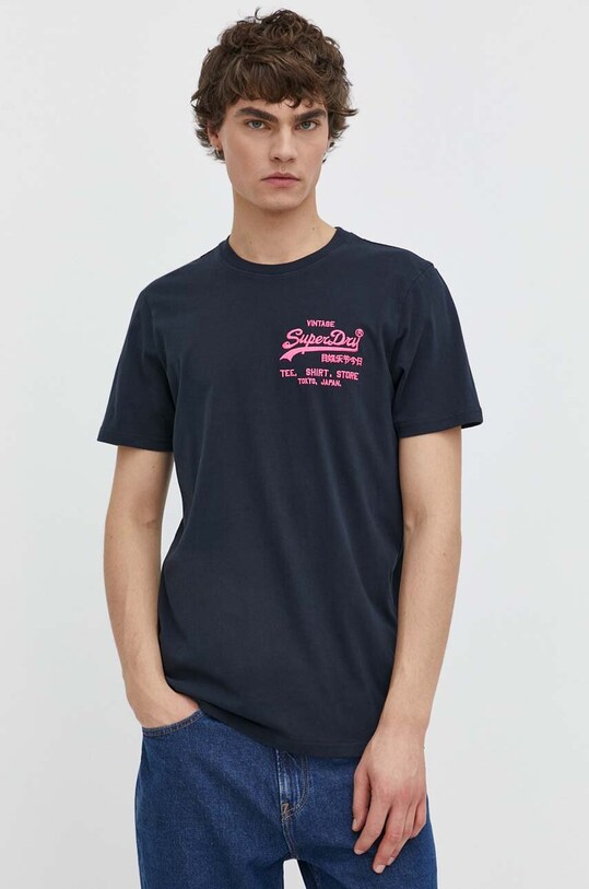 Хлопковая футболка Superdry M1011922A.98T тёмно-синий SS24