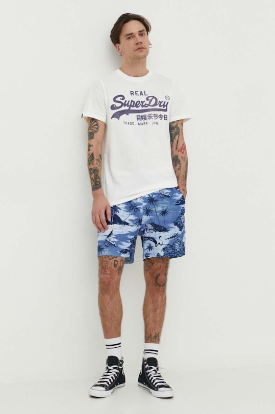 Памучна тениска Superdry M1011472A.39E бял SS24